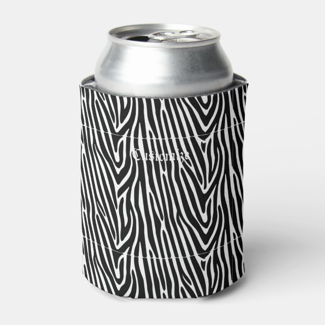 Zebra Stripes Pattern Thunder_Cove Can Cooler (Can Front)
