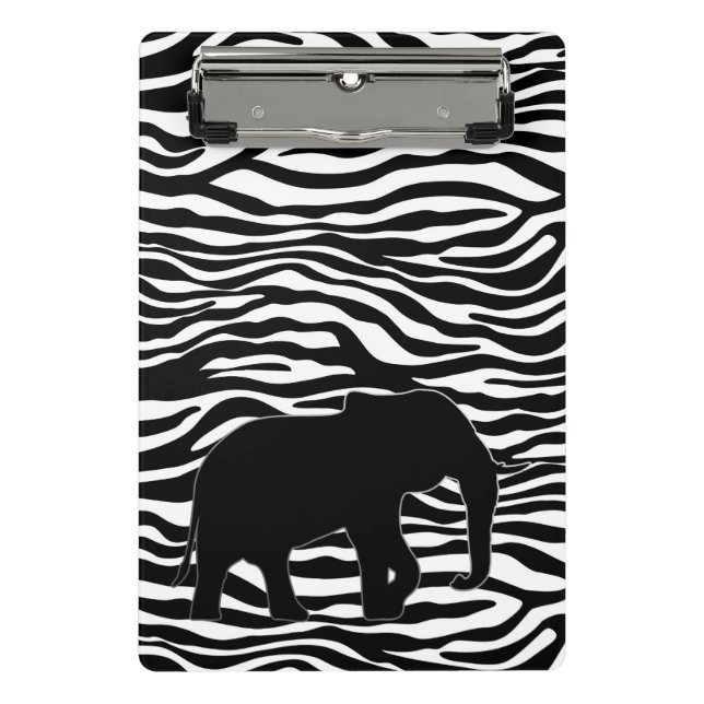 Zebra Stripes Pattern with Elephant + your ideas Mini Clipboard (Front)