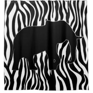 Zebra Stripes Pattern with Elephant + your ideas Shower Curtain
