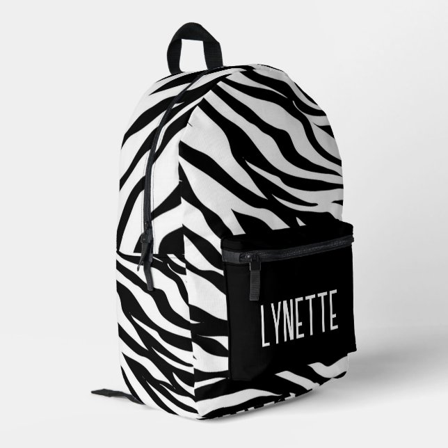 Zebra Stripes Personalised  Printed Backpack (Back Corner Left)