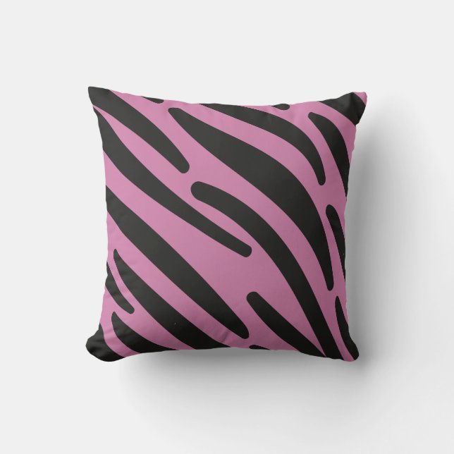 Zebra Stripes Pink black Wild Animal  Cushion (Front)
