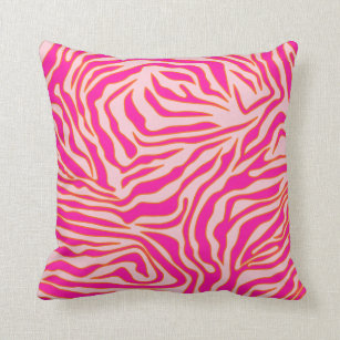 Zebra Stripes Pink Orange Wild Animal Print Cushion