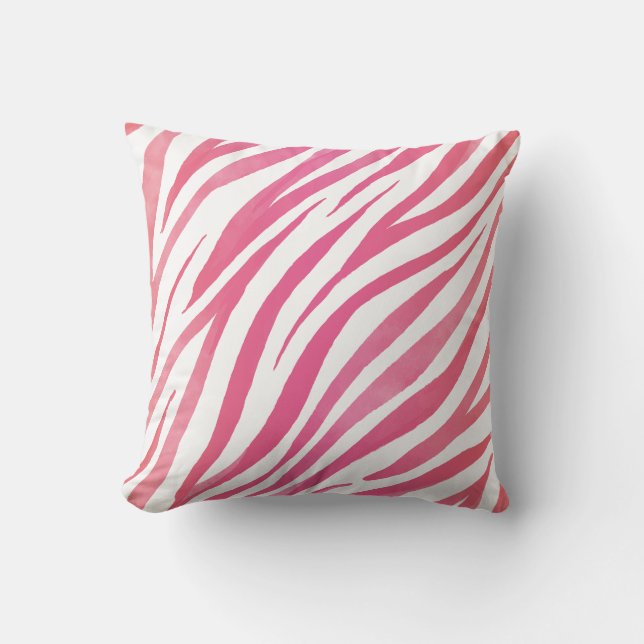   Zebra Stripes Pink Wild Animal Print  Cushion (Front)
