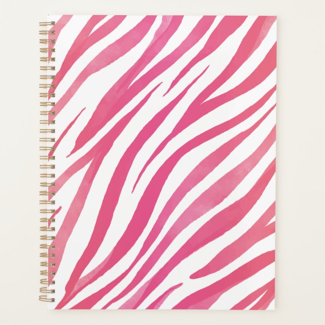 Zebra Stripes Pink Wild Animal Print  Planner (Front)