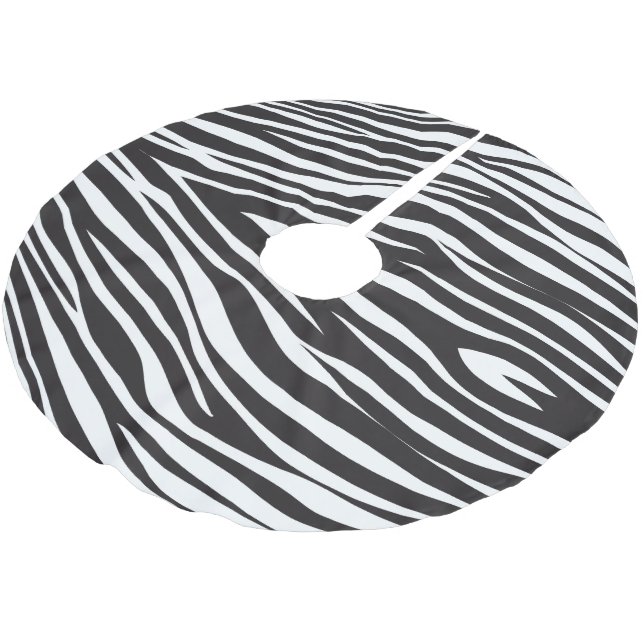 Zebra Stripes Print Brushed Polyester Tree Skirt (Angled)