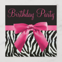 Zebra Stripes & Printed Pink Bow Birthday Party