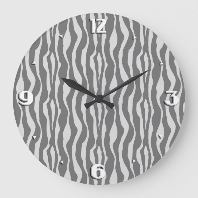 Zebra stripes - Shades of Gray Large Clock (Front)