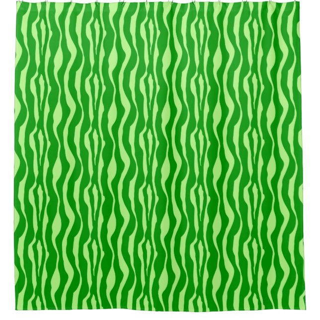 Zebra stripes - Shades of Lime Green Shower Curtain (Front)
