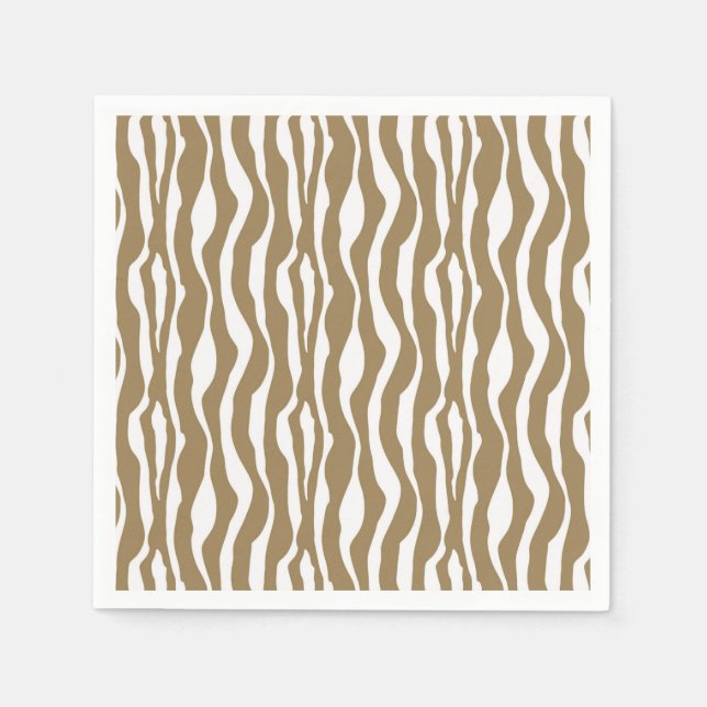 Zebra stripes - Taupe Tan and White Napkin (Front)