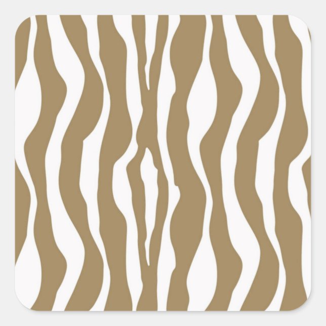 Zebra stripes - Taupe Tan and White Square Sticker (Front)