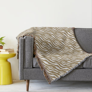 Zebra stripes - Taupe Tan and White Throw Blanket