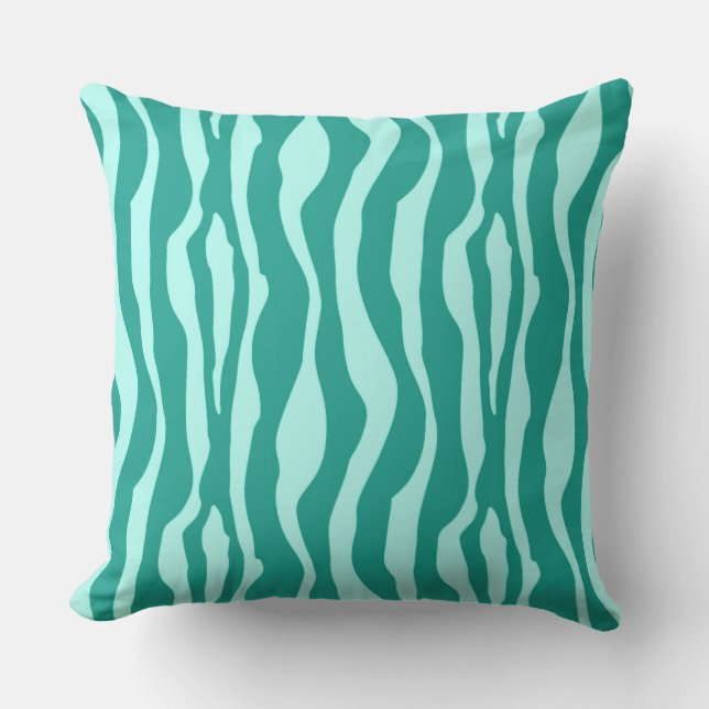 Zebra stripes - Turquoise and Aqua Cushion (Front)