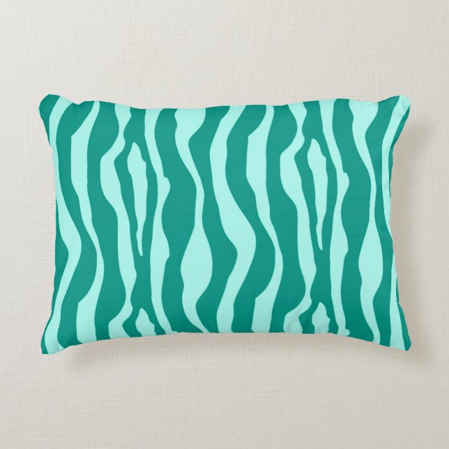 Zebra stripes - Turquoise and Aqua Decorative Cushion (Front)