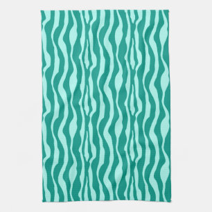 Zebra stripes - Turquoise and Aqua Tea Towel