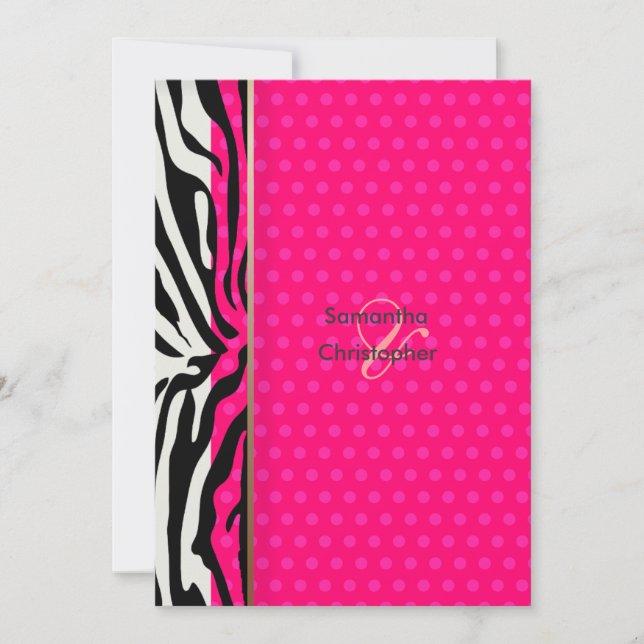 Zebra stripes/Wedding Invitations/polka dots Invitation (Front)
