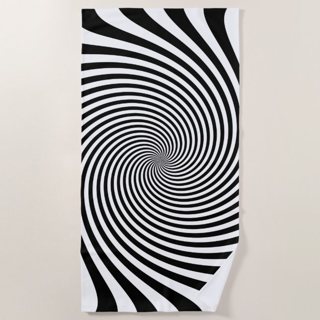 Zebra Style Black and White Infinite Swirl on a Beach Towel (Front)