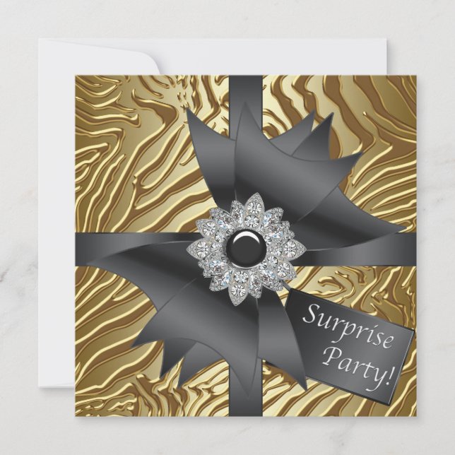 Zebra Surprise Birthday Party Invitation (Front)