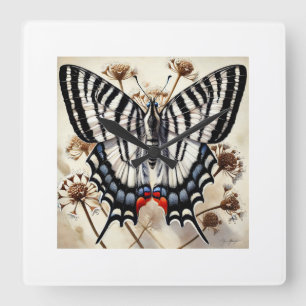 Zebra Swallowtail Butterfly 251024IREF205 - Waterc Square Wall Clock