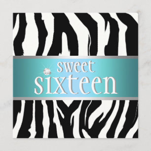 Zebra Sweet Sixteen Invitation