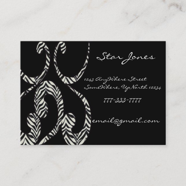 Zebra Swirls Business Card (Front)