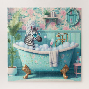 Zebra takes a Bubble Bath Jigsaw Puzzle