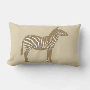 Zebra - Taupe Tan and White Lumbar Cushion