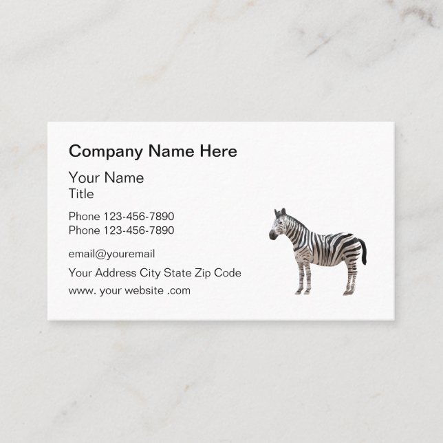 Zebra Theme Business Logo Business Card (Front)