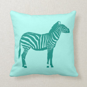 Zebra - Turquoise and Aqua Cushion
