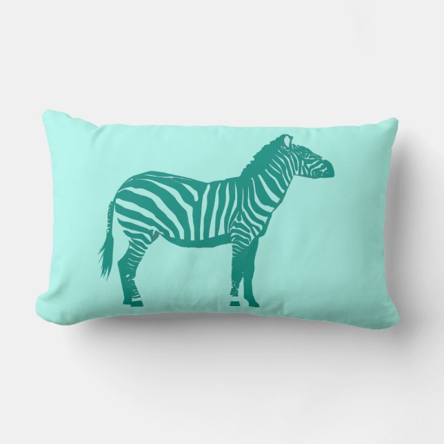 Zebra - Turquoise and Aqua Lumbar Cushion (Front)