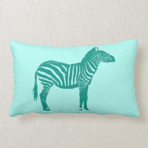 Zebra - Turquoise and Aqua Lumbar Cushion