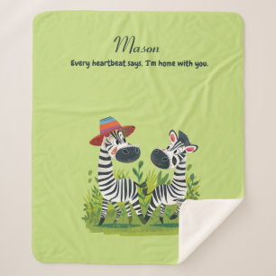 Zebra Twins in the Wild and Personalised Name Sherpa Blanket
