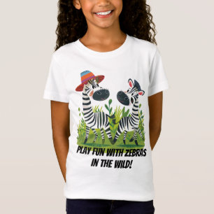 Zebra Twins in the Wild and Personalised Name T-Shirt