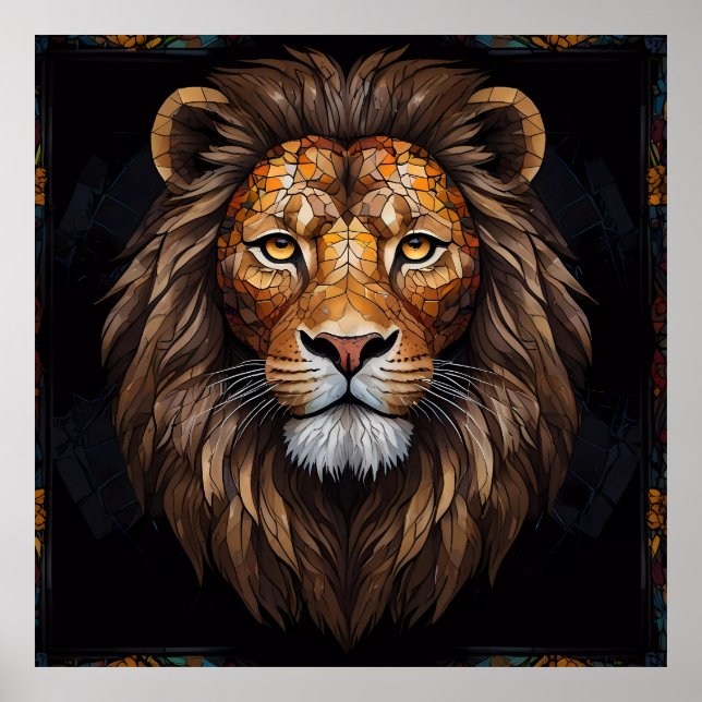 Zebra Vibrant Mosaic Poster (Front)