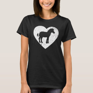 Zebra Vintage White Heart Animal  Valentines Day T-Shirt