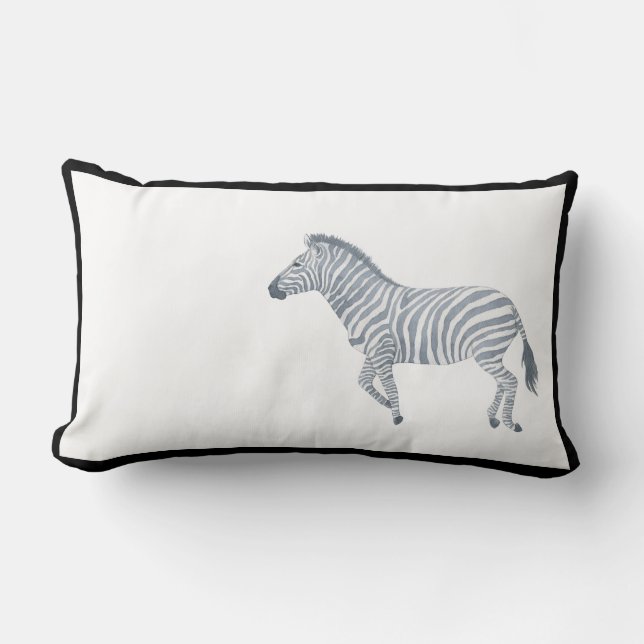 Zebra watercolour black frame pillow  (Front)