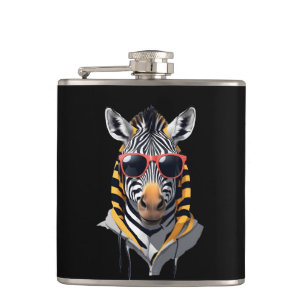 Zebra Wearing Hoodie Funny Cool Animal Character Hip Flask