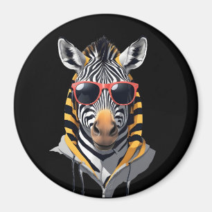 Zebra Wearing Hoodie Funny Cool Animal Character  Magnet
