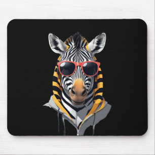 Zebra Wearing Hoodie Funny Cool Animal Character  Mouse Pad