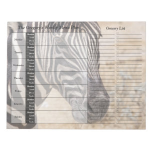 Zebra Weekly Personalised Meal Planner Notepad