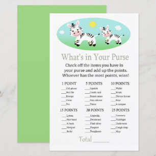 Zebra What's in your purse game baby shower