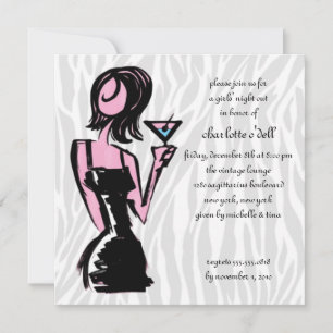 zebra white; bachelorette invitation