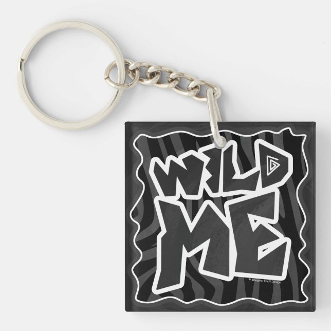 Zebra Wild me Black and Grey Key Ring (Front)