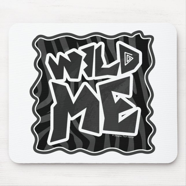 Zebra Wild me Black and Grey Mouse Pad (Front)