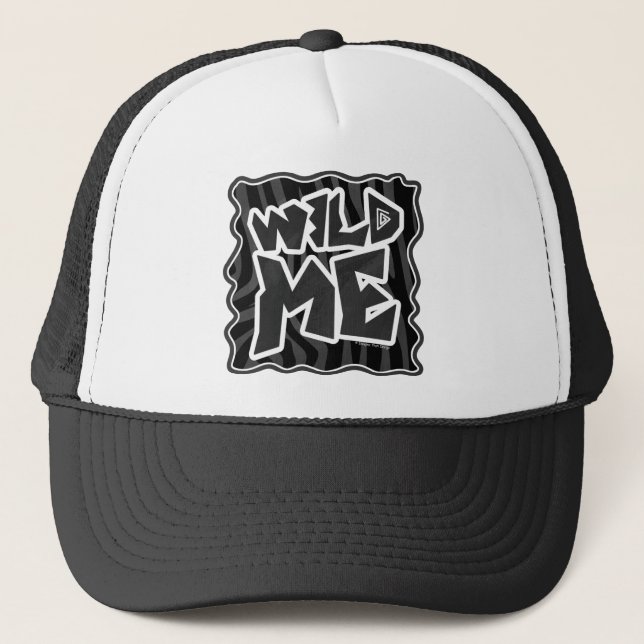 Zebra Wild me Black and Grey Trucker Hat (Front)