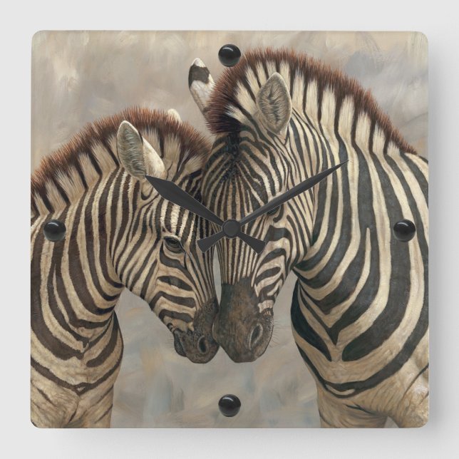 Zebra with Colt Square Wall Clock (Front)