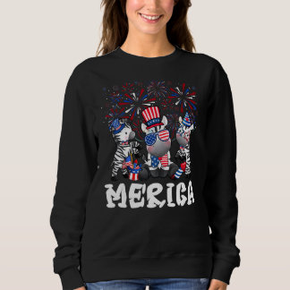 Zebra With Fireworks Sunglasses Hat Merica 4th Of Sweatshirt