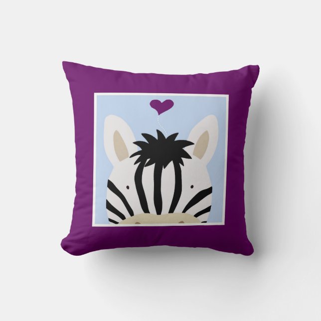 Zebra with Heart Cushion (Front)