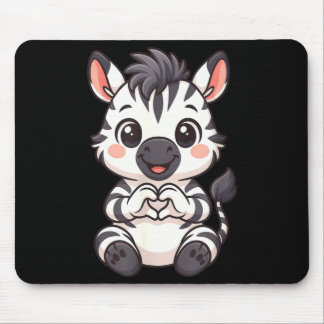 Zebra with heart women girls kids heart cute zebra mouse pad