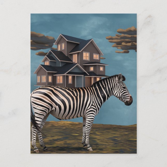 Zebra With House Postcard (Front)