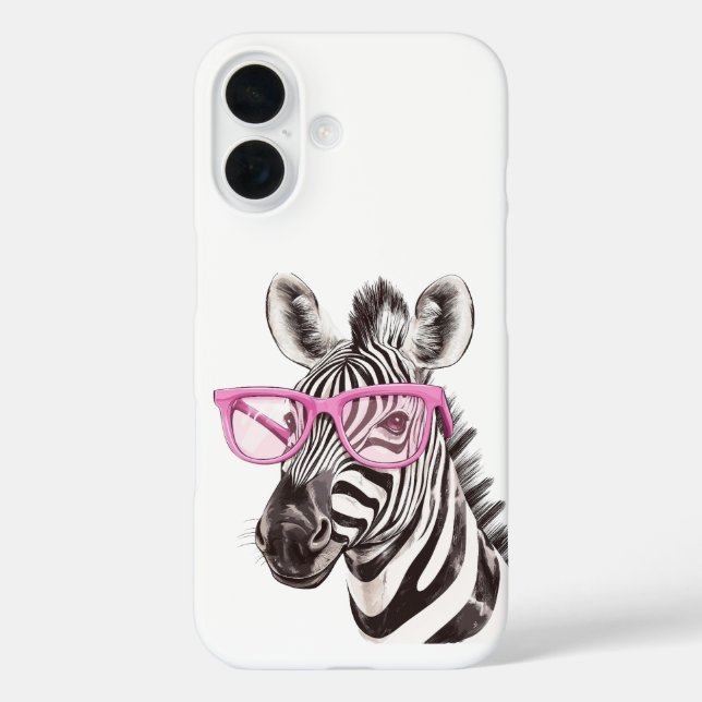Zebra with Pink Glasses iPhone / iPad case (Back)